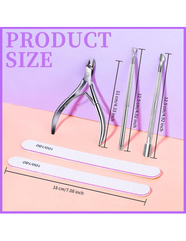 Kit de Manicura Teenitor 5 en 1 - Recortador y Empujador de Cutículas