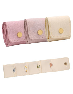 3 Mini Organizadores de Joyería COOKOOKY Beige Plegables