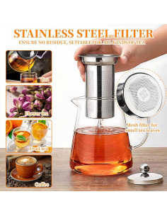 Tetera de vidrio BanYakong 550ml con infusor de acero inoxidable 2