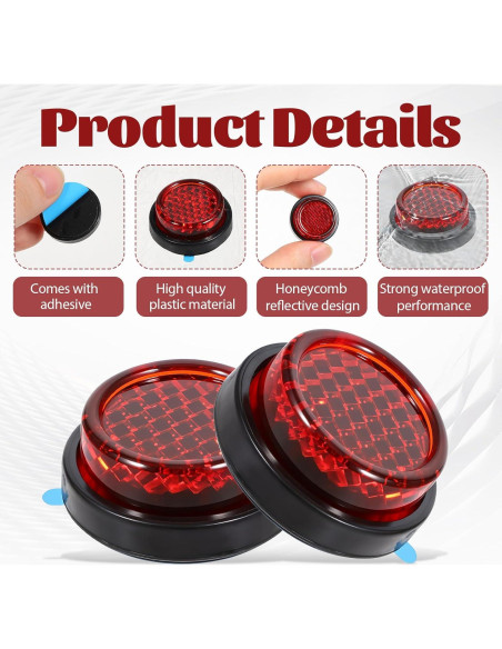 Reflectores Rojos Autoadhesivos Giantree 8 Pcs 2.4 cm