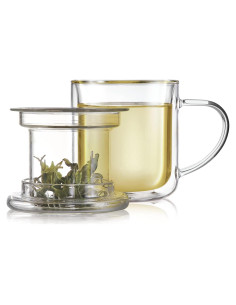 Taza de Té de Vidrio Borosilicato Teabloom 240 ml con Infusor