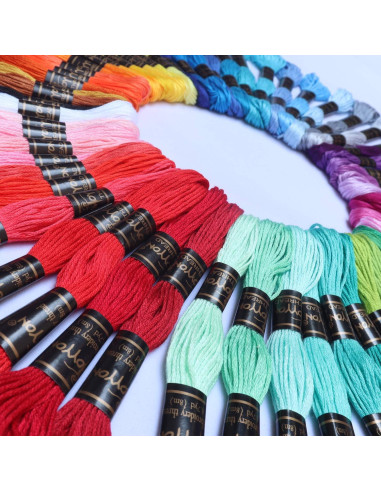 Hilo de Bordar MOYYON 122 Madejas 100% Poliéster 61 Colores