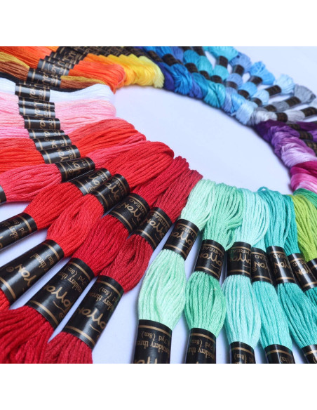 Hilo de Bordar MOYYON 122 Madejas 100% Poliéster 61 Colores