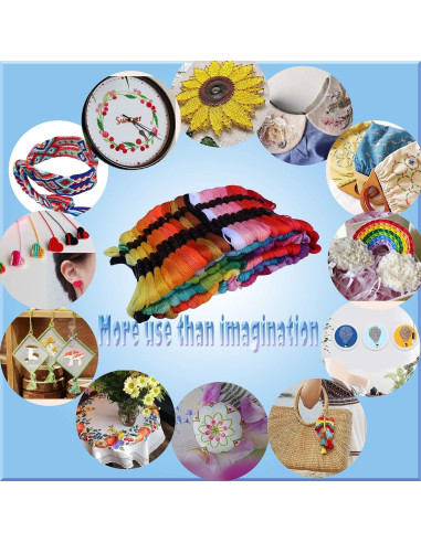 Hilo de Bordar MOYYON 122 Madejas 100% Poliéster 61 Colores