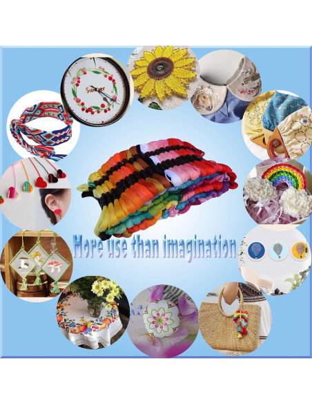 Hilo de Bordar MOYYON 122 Madejas 100% Poliéster 61 Colores