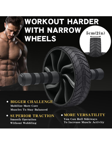 Rueda de Abdominales FEELCAT Rodillo Ab Negro 5.08 cm
