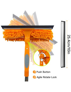 Limpiador de Ventanas 2 en 1 LILISPAI con Poste Extensible 170 cm 2