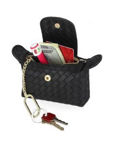 Billetera Mini Mundi Donna RFID Cuero Vegano Negro 2