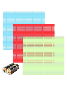 Paquete de 3 Esteras para Hacer Sushi Xelsluthe Antiadherentes