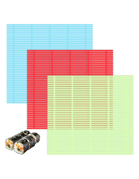 Paquete de 3 Esteras para Hacer Sushi Xelsluthe Antiadherentes