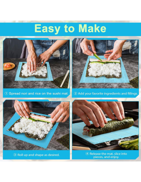 Paquete de 3 Esteras para Hacer Sushi Xelsluthe Antiadherentes