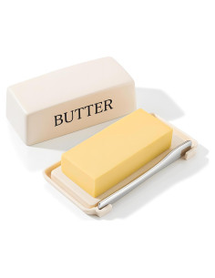 Soporte para Mantequilla Dehov Grande con Tapa y Cuchillo Blanco