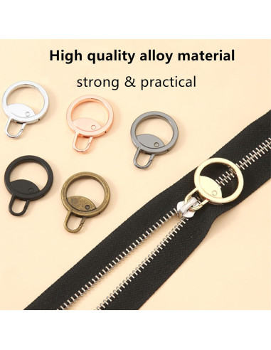 Juego de 6 Tiradores de Cremallera Metálicos Fuzdaycu Oro Rosa