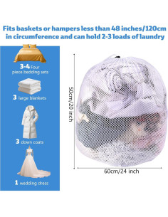 Bolsa de Lavandería de Malla BOXOB 50x60 cm Blanca Reutilizable 2