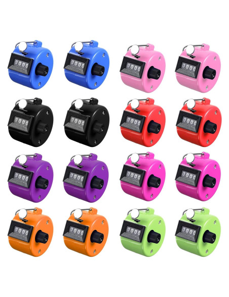 16 Contadores Manuales Clicker MAQUITA 4 Dígitos Coloridos