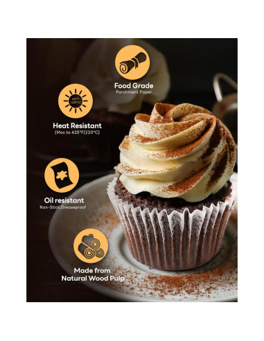 100 Forros de Cupcake Jumbo Bake Choice Blancos Antiadhesivos