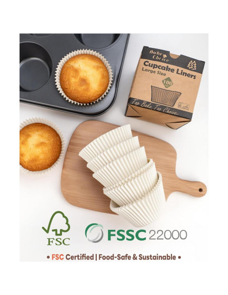 100 Forros de Cupcake Jumbo Bake Choice Blancos Antiadhesivos