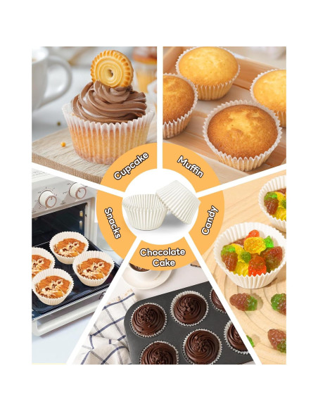 100 Forros de Cupcake Jumbo Bake Choice Blancos Antiadhesivos