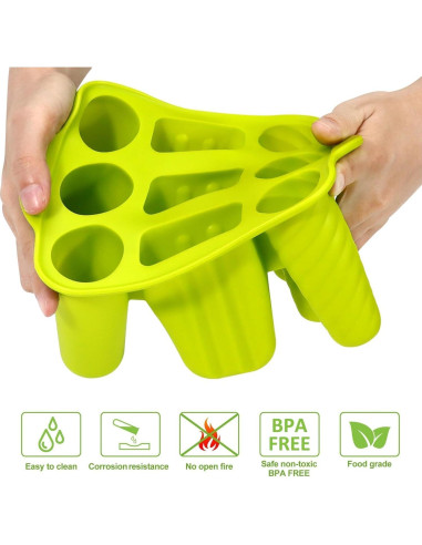 Moldes de Paletas de Silicona AUDFA 9 Cavidades + 50 Palitos