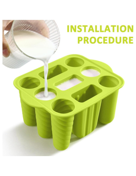 Moldes de Paletas de Silicona AUDFA 9 Cavidades + 50 Palitos
