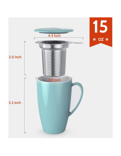 Taza de Té de Porcelana Sweese con Infusor y Tapa 425g 2