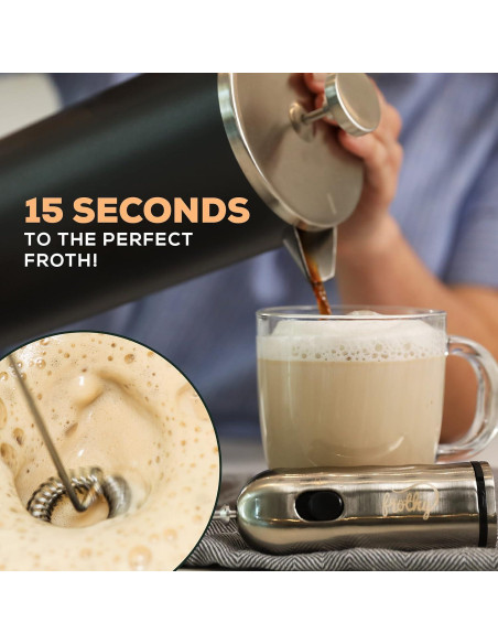 Batidor de Leche Eléctrico Cafetera Casa MF01 - 800W, Acero Inoxidable