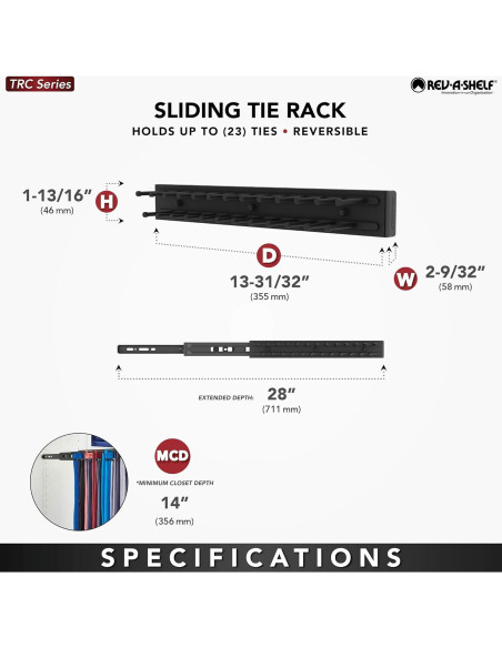 Soporte de Corbatas y Cinturones Rev-A-Shelf 35.56 cm Cromado