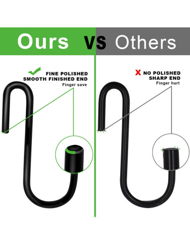 30 Ganchos S de Acero ESFUN para Colgar Utensilios - Negro