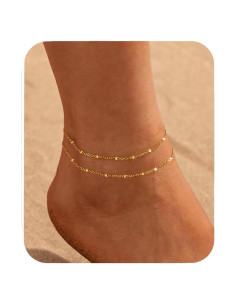 Pulseras de Tobillo Nanafast Oro 14K Ajustables para Mujeres
