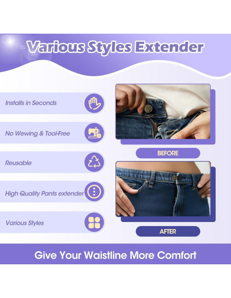 Extensores de Cintura KING MOUNTAIN 12-Pack para Pantalones