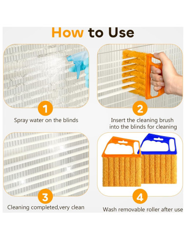 Limpiador de Persianas Qilxziy 2 Pcs Microfibra Lavable