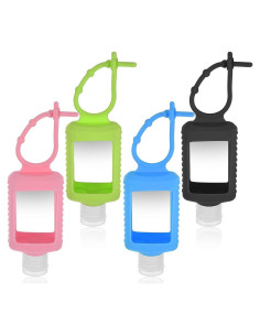 Paquete de 4 Botellas de Viaje 60ml con Soporte de Silicona