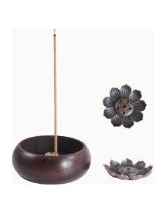 Mini Soporte de Incienso HATRAV de Madera Natural - 4 Agujeros