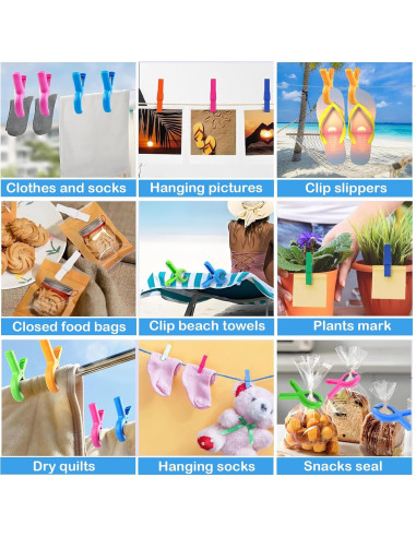Clips para Toallas de Playa TXGSDXS 16 Piezas Multicolor