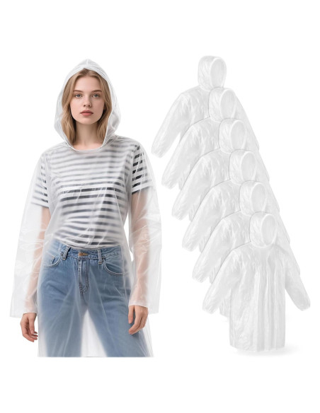 Paquete de 6 Ponchos de Lluvia Desechables Adultos - Impermeables