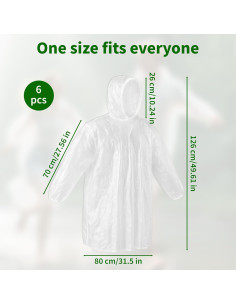 Paquete de 6 Ponchos de Lluvia Desechables Adultos - Impermeables 2