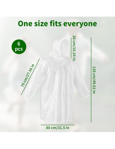 Paquete de 6 Ponchos de Lluvia Desechables Adultos - Impermeables