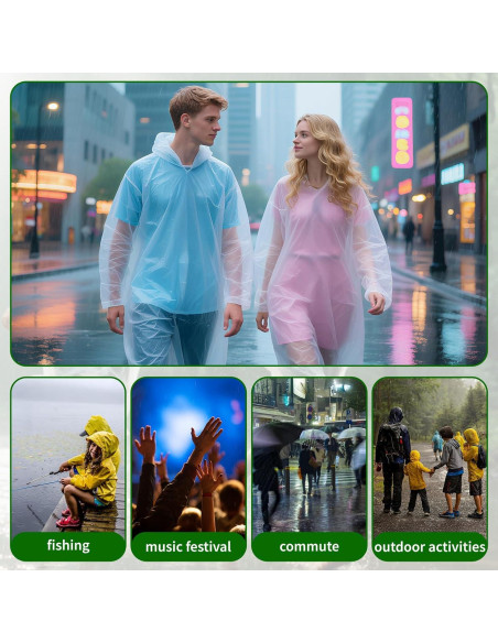 Paquete de 6 Ponchos de Lluvia Desechables Adultos - Impermeables