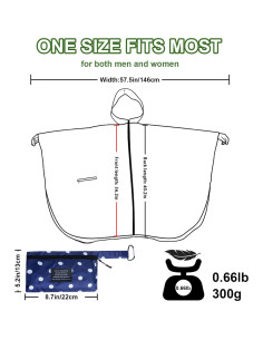 Poncho de Lluvia Impermeable para Adultos - A-punto Azul 2