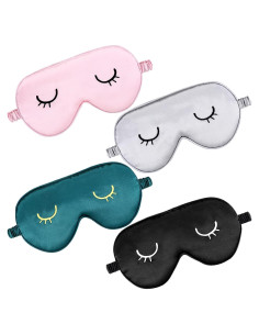 4 Máscaras de Sueño de Seda Geyoga Ajustables para Viaje