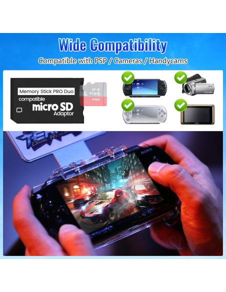 Adaptador de Memoria Stick PRO Duo INDMEM - 2 Paquetes Micro SD