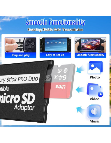 Adaptador de Memoria Stick PRO Duo INDMEM - 2 Paquetes Micro SD