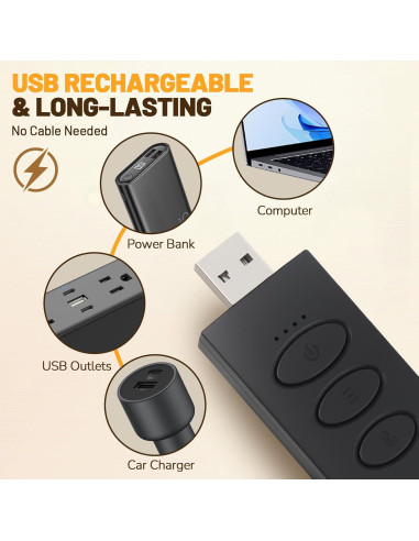 Luz de Lectura Recargable YONSEN con 5 Brillos y 3 Colores