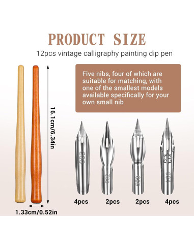 Juego de 14 Piezas de Puntas de Pluma Tyqour para Caligrafía