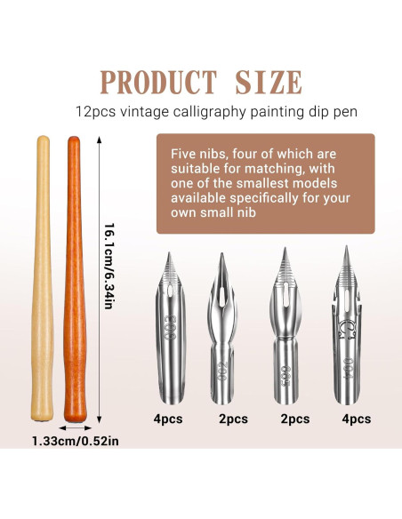 Juego de 14 Piezas de Puntas de Pluma Tyqour para Caligrafía