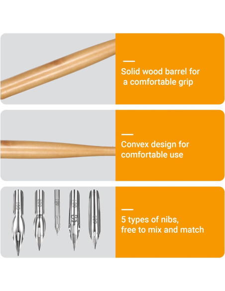 Juego de 14 Piezas de Puntas de Pluma Tyqour para Caligrafía