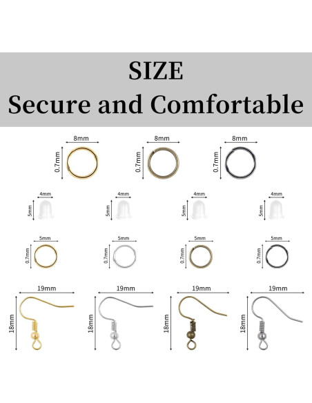 Kit de Ganchos de Aretes Nkwuire 890 Piezas Hipoalergénicos