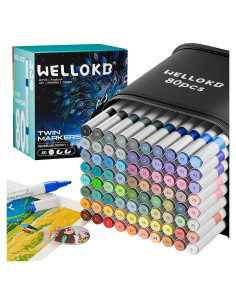 Marcadores Acrílicos WELLOKB 80 Colores Doble Punta para Manualidades