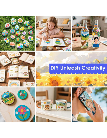 Marcadores Acrílicos WELLOKB 80 Colores Doble Punta para Manualidades