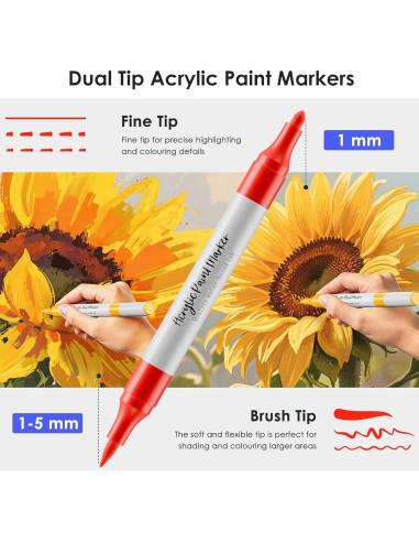 Marcadores Acrílicos WELLOKB 80 Colores Doble Punta para Manualidades